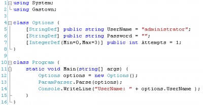 Gastown C# Command Line Parser 1.0.0 screenshot Gastown C# Command Line Parser 1.0.0 screenshot