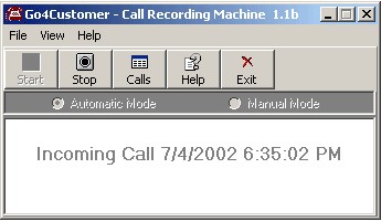Go4Customer Call Recording Machine 1.1 screenshot Go4Customer Call Recording Machine 1.1 screenshot