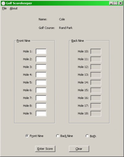 Golf Scorekeeper 1.0 screenshot Golf Scorekeeper 1.0 screenshot