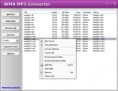 HooTech WMA MP3 Converter 2.1.791 screenshot