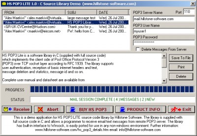 HS POP3 Lite 1.0 screenshot HS POP3 Lite 1.0 screenshot