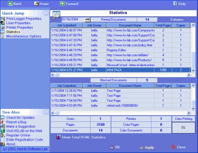 HSLAB Print Logger WE 5.0 screenshot HSLAB Print Logger WE 5.0 screenshot