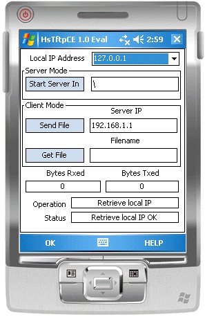HsTftpCE - TFTP Client Server for Pocket PC 1.0 screenshot