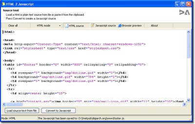 Html2Javascript 1.2.5 screenshot Html2Javascript 1.2.5 screenshot