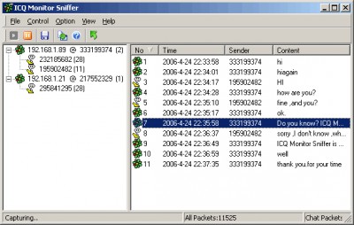 ICQ Monitor Sniffer 3.0 screenshot ICQ Monitor Sniffer 3.0 screenshot