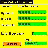Idea Value Calculator (Pocket PC OS) 1.2 screenshot