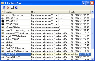 IE Contacts Spy 1.30 screenshot