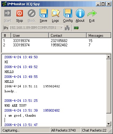 IMMonitor ICQ Spy 2.0 screenshot IMMonitor ICQ Spy 2.0 screenshot