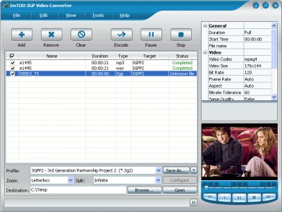 ImTOO 3GP Video Converter 3 3.8.36.070 screenshot
