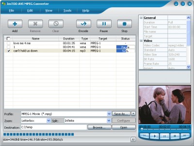 ImTOO AVI MPEG Converter 3 3.8.30.051 screenshot