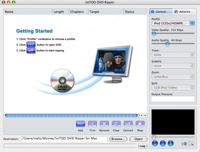 ImTOO DVD Ripper for MAC 5.0.30.092 screenshot