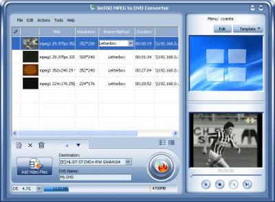 ImTOO MPEG to DVD Converter 2.0.10 screenshot
