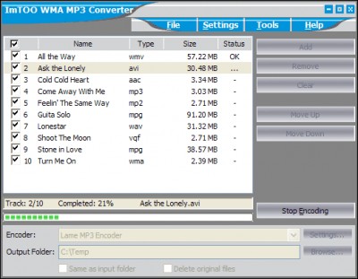 ImTOO WMA MP3 Converter 2.8.63.061 screenshot ImTOO WMA MP3 Converter 2.8.63.061 screenshot