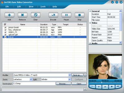 ImTOO Zune Video Converter 3.8.34.062 screenshot ImTOO Zune Video Converter 3.8.34.062 screenshot