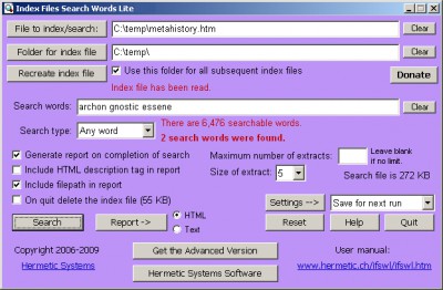 Index Files Search Words Lite 3.61 screenshot Index Files Search Words Lite 3.61 screenshot