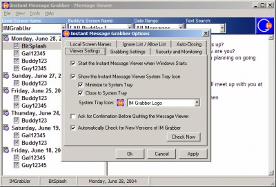 Instant Message Grabber 1.97 screenshot Instant Message Grabber 1.97 screenshot
