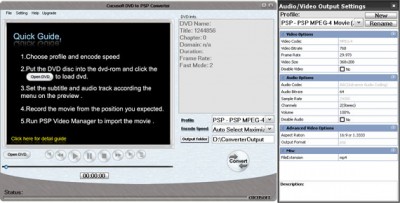 Insun DVD to PSP Converter 10.24 screenshot Insun DVD to PSP Converter 10.24 screenshot
