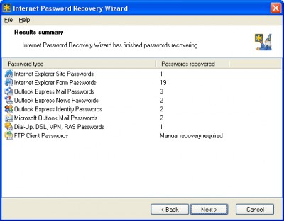 Internet Password Recovery Wizard 1.1 screenshot Internet Password Recovery Wizard 1.1 screenshot