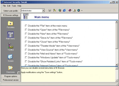 Internet Security Tweak 1.1 screenshot Internet Security Tweak 1.1 screenshot