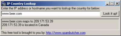 IP Country Lookup 1.0a screenshot IP Country Lookup 1.0a screenshot