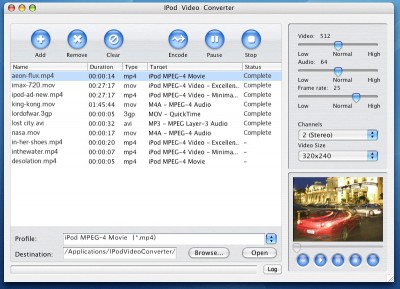 iPod Video Converter for Mac 2007.10902 screenshot