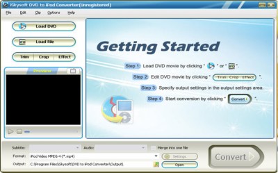 iSkysoft DVD to iPod Converter 1.5.21 screenshot iSkysoft DVD to iPod Converter 1.5.21 screenshot