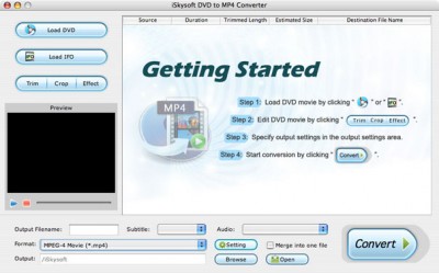 iSkysoft DVD to MP4 Converter for Mac 1.5.12 screenshot