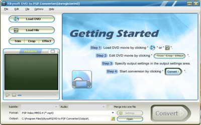iSkysoft DVD to PSP Converter 1.5.21 screenshot