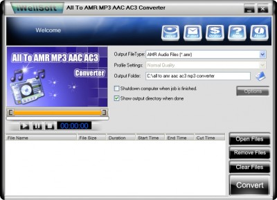 iWellsoft All to AMR MP3 AAC AC3 Convert 2.17 screenshot iWellsoft All to AMR MP3 AAC AC3 Convert 2.17 screenshot