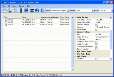Jesterware DVD to iPhone 3.00 screenshot Jesterware DVD to iPhone 3.00 screenshot