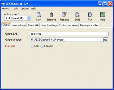 JEXECreator 1.9 screenshot JEXECreator 1.9 screenshot
