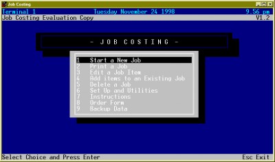 Job Costing 1.2 screenshot Job Costing 1.2 screenshot