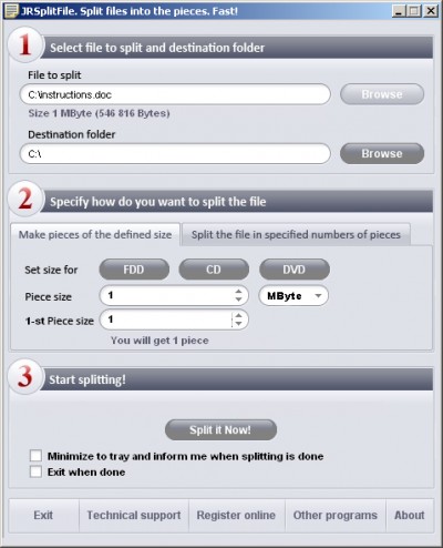 JR Split File Pro 2.2 screenshot