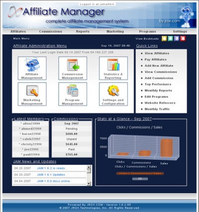 JROX.COM Affiliate Manager 1.6.2 screenshot JROX.COM Affiliate Manager 1.6.2 screenshot