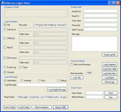 Kellerman .NET Logger 1.22 screenshot Kellerman .NET Logger 1.22 screenshot
