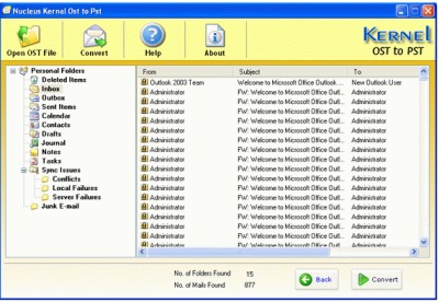 Kernel OST Conversion Software 5.01 screenshot