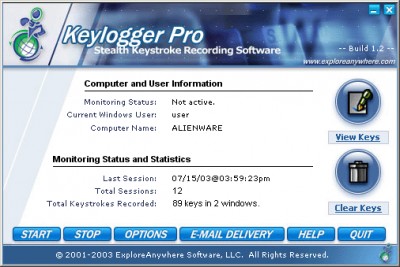 Keylogger Pro 1.7 screenshot Keylogger Pro 1.7 screenshot