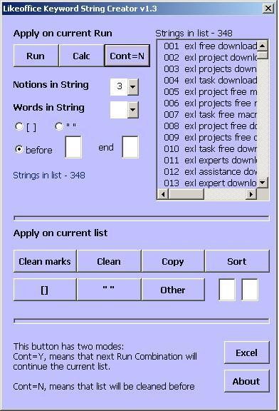 Keyword String Generator 1.3 screenshot Keyword String Generator 1.3 screenshot