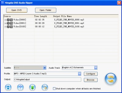 Kingdia DVD Audio Ripper 1.7.1 screenshot