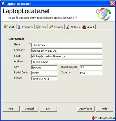 LaptopLocate.net 2.9.2 screenshot LaptopLocate.net 2.9.2 screenshot