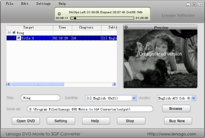 Lenogo DVD Movie to 3GP Converter 5.5.5 screenshot Lenogo DVD Movie to 3GP Converter 5.5.5 screenshot