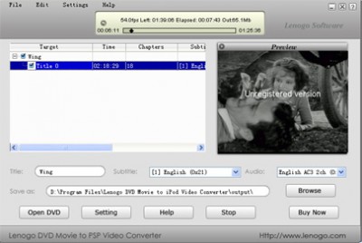 Lenogo DVD Movie to PSP Video Converter 3.0 screenshot Lenogo DVD Movie to PSP Video Converter 3.0 screenshot