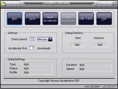 LimeWire Extreme Accelerator 3.7 screenshot LimeWire Extreme Accelerator 3.7 screenshot