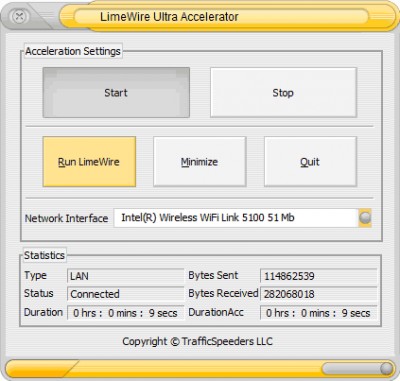LimeWire Ultra Accelerator 4.2.4 screenshot LimeWire Ultra Accelerator 4.2.4 screenshot