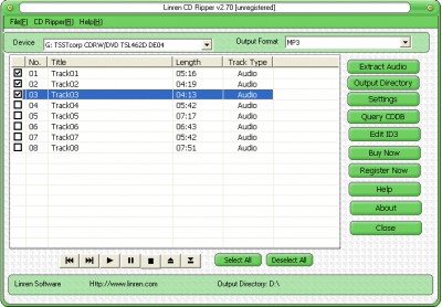 Linren CD Ripper 2.10 screenshot Linren CD Ripper 2.10 screenshot