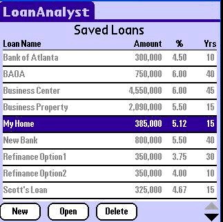 LoanAnalyst (Palm OS High Res) 1.10 screenshot