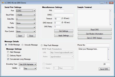 Logiccode GSM SMS ActiveX Dll 2.2 screenshot Logiccode GSM SMS ActiveX Dll 2.2 screenshot
