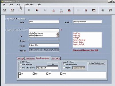 Mail Sender Express Professional 1.01 screenshot
