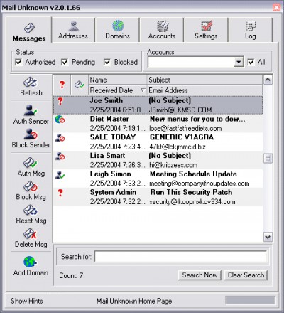 Mail UnKnown Anti-Spam 1.532 screenshot Mail UnKnown Anti-Spam 1.532 screenshot