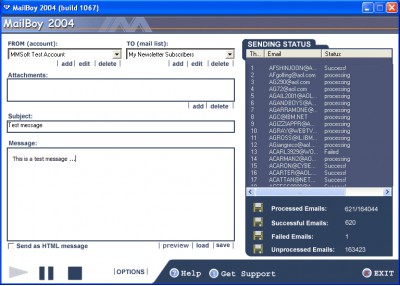 MailBoy 2004 MASS MAILER 1.9 screenshot MailBoy 2004 MASS MAILER 1.9 screenshot